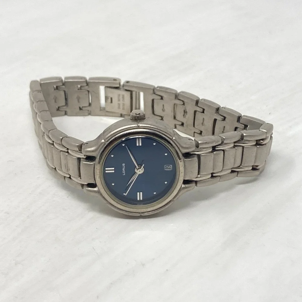 Lorus Watch Women 24mm Silver Tone Date Blue Dial Matte WR New Battery 6.5